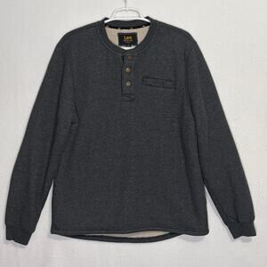 Lee Sherpa Lined Base Layer Long Sleeve Shirt men’s medium Gray Warm